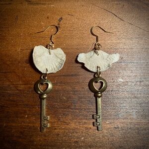 Deer Bone Gold Key Earrings